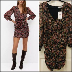 MANGO Women's Draped Floral Dress